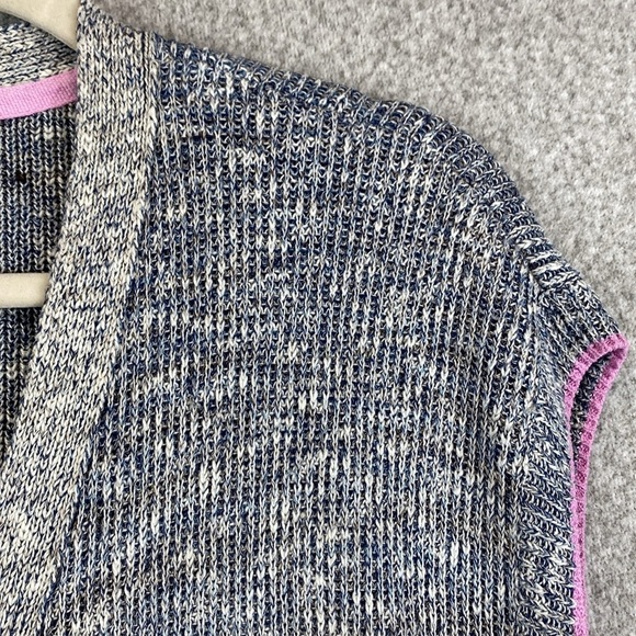 Pilcro "Washed" sweater vest academia pink trim S boxy heathered oversized - Picture 5 of 12